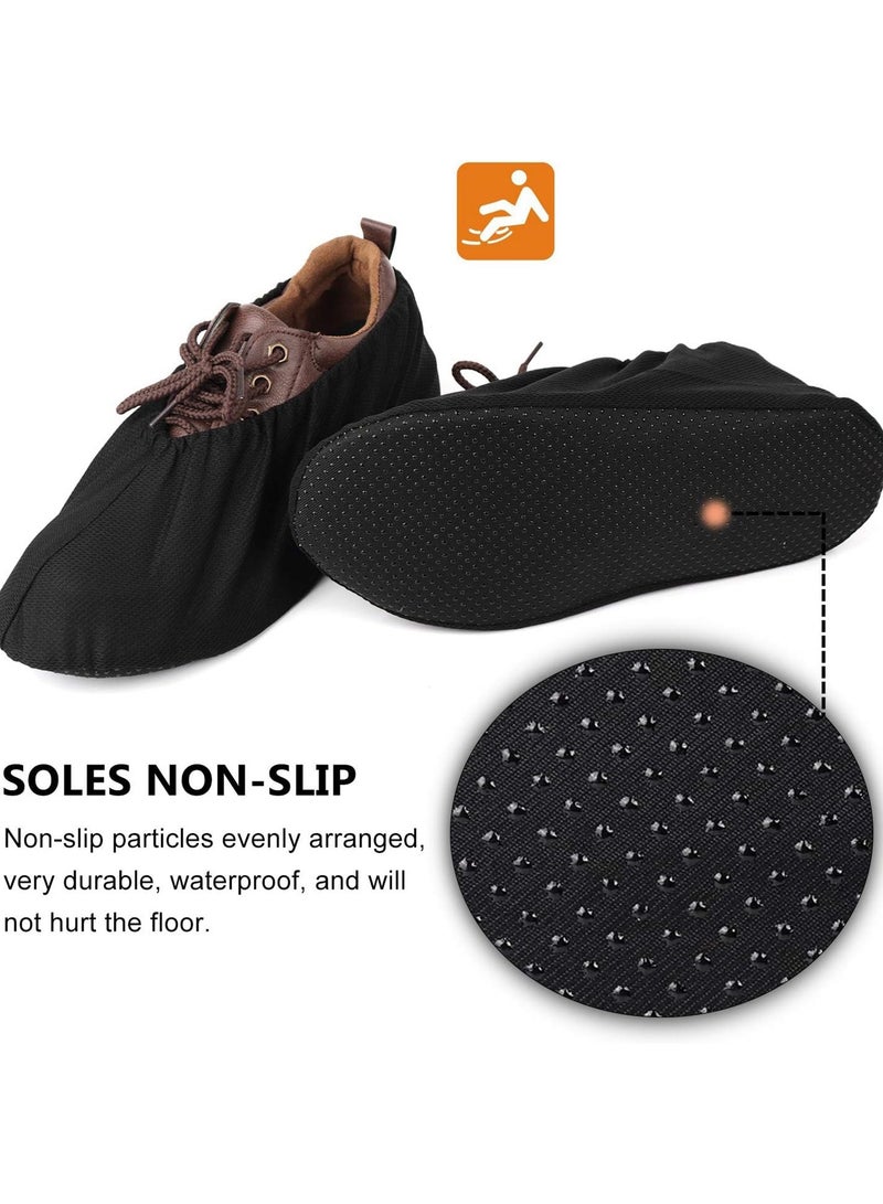 3 Pairs Reusable Filmy Mesh Non-Slip Washable Shoe Covers, Breathable Fabric, One Size Fit, Quiet Sole, Lightweight Indoor Shoe Protectors – Black - Image 2